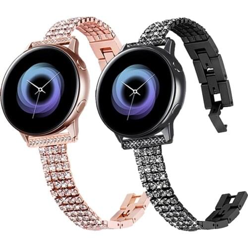 20mm 22mm Diamond Strap for Samsung Galaxy Watch 3 41mm 45mm Band Bracelet S3 S2 42mm 46mm Active 2 Gear Sport Womens Wristband