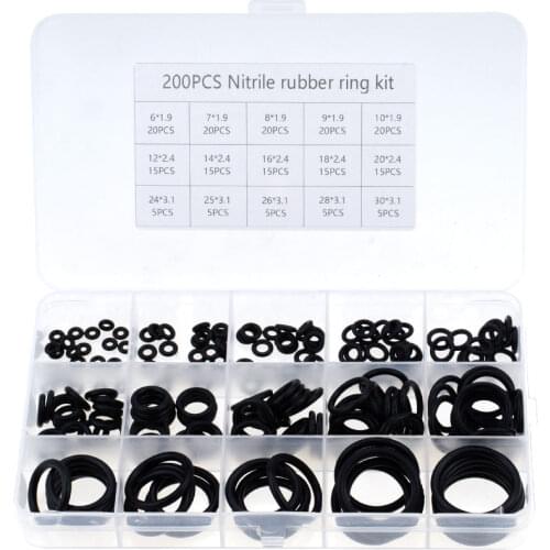 200PCS/Box O Ring Set Rubber O-Rings Washer Gasket Sealing O Ring Kit Assortment Rubber Ring 15 Size