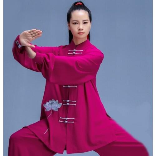 2021 Women Kung Fu Uniform Chinese Style Tai Chi Uniform Wushu Martial Arts Morning Exercise Bruce Lee Tang Suit Taichi 12497