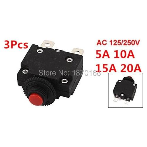 3Pcs/Lots HS-R01 5A 10A 15A 20A AC 125/250V 20A Air Compressor Circuit Breaker Overload Protector