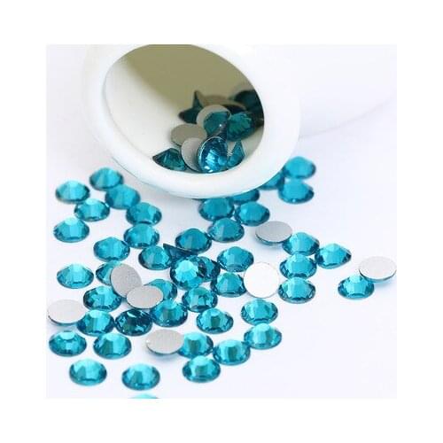 3D Peacock blue Ss3 -ss34 Flat Back Nail Art Crystal Decorations Glue on Rhinestones for Nails Stone diy shose and phone shell