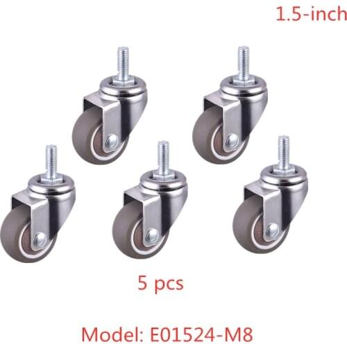 5 Pcs/Lot Casters Quality 1.5 Inch Tpe Screw Universal Wheel Light Chrome Plated High-grade Furniture Mute Wear-resistant