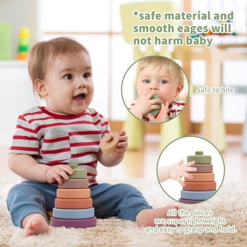 6 pcs/lot Childrens Educational Stacking Toys Folding Silicone Teether 3D Stacking Toy Jenga Building Blocks Montessori Toy