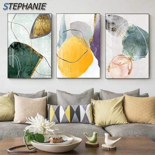 Abstract Combination Canvas Posters Watercolor Painting Colorful Prints Artistic Decor Nordic Wall Art Pictures for Living Room