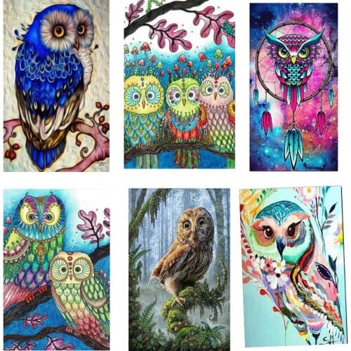 New diamond painting animals owl 5D Full diamond painting owl Cartoon Animals Owl Diamond embroidery Home decoration gif