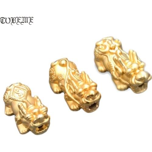 Large 100% 3D 999 Silver Fengshui Pixiu Beads Real Silver Good Luck Jewelry Beads DIY Bracelet Beads Lucky Animal
