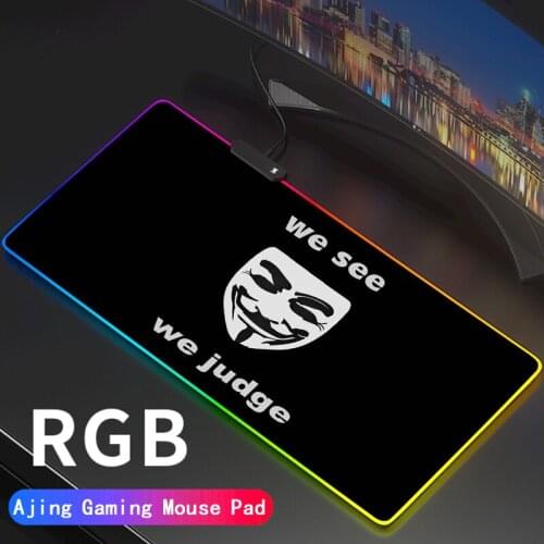 Big Large Gaming RGB Mousepad XL Gamer Mat Mouse Pad For Anonymous PC Computer Led Backlight XXL Keyboard Desk Mat