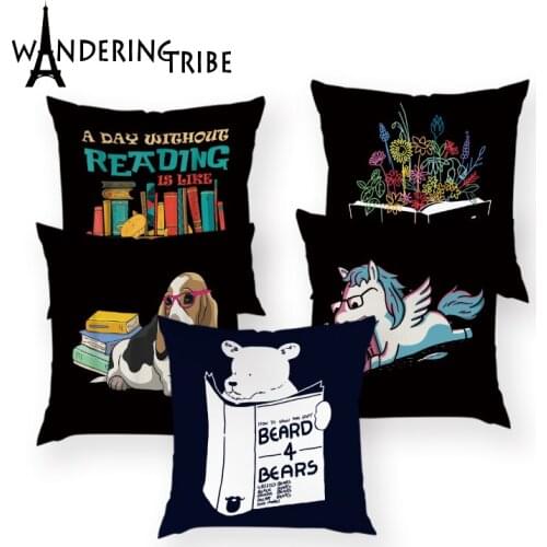 Color Book Letters Cover For Pillows Decorative Pillows For Bed Cute Unicorn Black Home Decor Sofa Cover Cushion Pillow Case