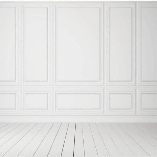 Pure White Wood Wall Photo Background White Wainscot Chair Rail Wall Backdrops Custom Wedding toile de fond studio photo MR-1313