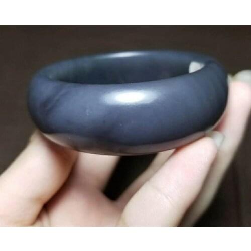 H28#Qinghai material and Tianyu widened smoke purple jade bracelet