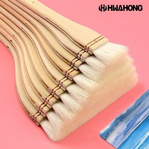 HWAHONG watercolor brush, wool Scrubbing Brush,flat head soft brush, traditional Chinese painting gouache brush art supplies