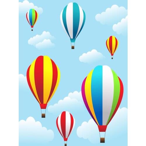 VinylBDS Custom Made Blue Sky White Cloud Foto Background Colorful Hot Air Balloon Scenic Photography Backdrops Background
