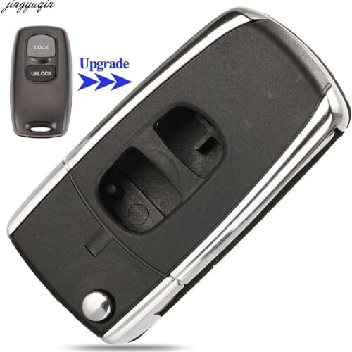 Jingyuqin Remote Car Key Case Shell Modified For Mazda 2 3 6 323 626 2 Buttons Folding Flip Auto Key Fob Cover