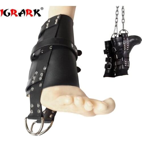 Leather BDSM Bobdage Set Hang Foot Harness Fetisch Leather Restraints Adult Games Suspension Sm Toys Adult Sex Toys For Couples