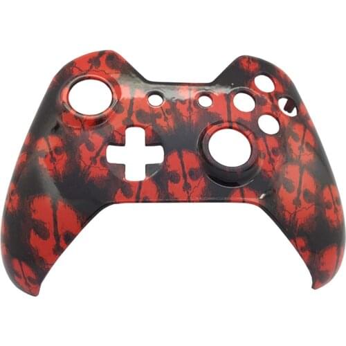 Red Skull Soft Touch Grip Top Front Housing Shell Case Faceplate Replacement Parts for Xbox One Controller Standard 3.5 mm Jack
