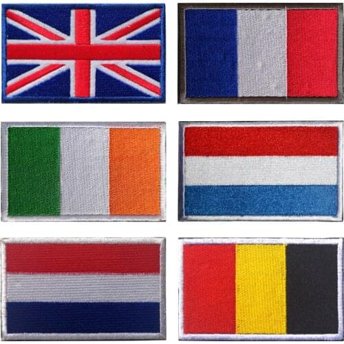 Embroidery HOOK&LOOP Western Europe patch national flag cartoon patches for bag hat badges applique patches for clothing EQ-2395
