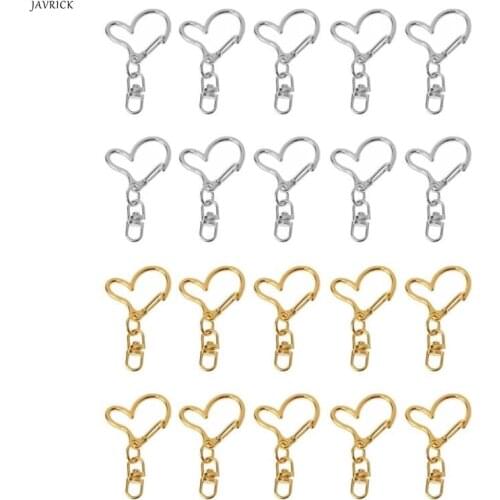 10Pcs DIY Metal Heart Keychain Classic Key Ring Chain Clips Swivel Lobster Clasp Snap Hook Jewelry Findings
