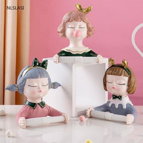 Wall-mounted Nordic Cute Girl Diversified Towel Rack Paper Holder Towel Rack Shelf Bath Accessories Paper Towel Storage Bracket