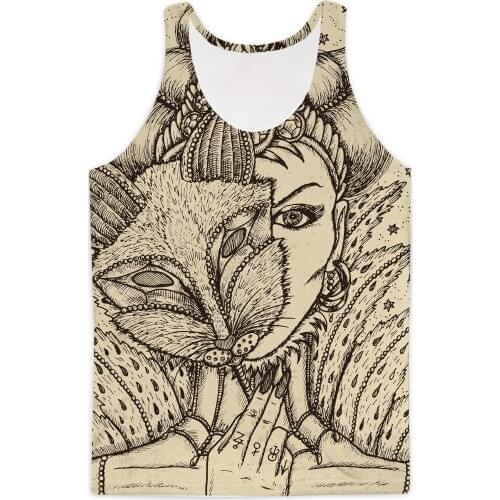 REAL American SIZE Fox. Mystic Lenormand Oracle Tarot Sublimation Print Tank Top