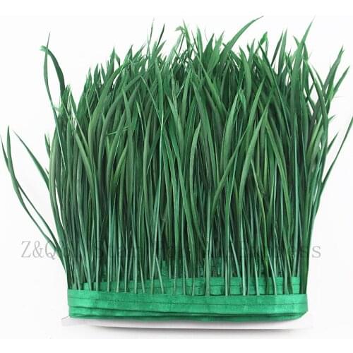 Natural goose feather 10-15CM (4-6 inches) dyed dark green to do 2-10 yards single torn cloth edge DIY craft jewelry feather