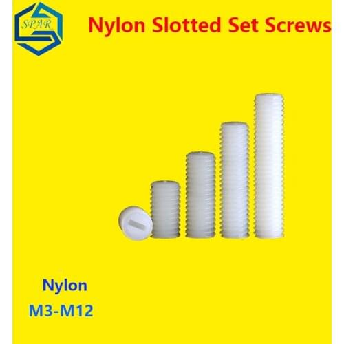 Nylon Slotted Set Screws Flat Head Slotted Screws Plastic Nylon Set Screws Headless Screws Slotted Drive Set Grub Screw GB