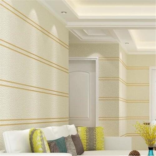 Beibehang Living room TV background wall modern wallpaper bedroom is full of pure pigmented sofa character striped wall paper