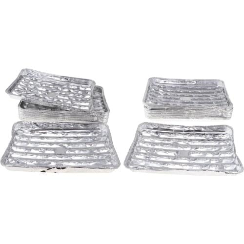 40pcs/set Disposable Aluminum Foil Pans Barbecue Grilling Trays Baking Plate
