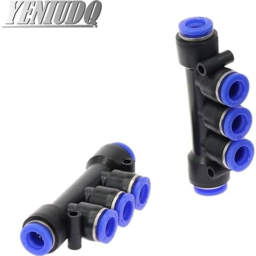 PK" Pneumatic Fitting 5 Way One Touch 4mm-12mm OD Hose Tube Push In 5 Port Gas Quick Fittings Connector Coupler