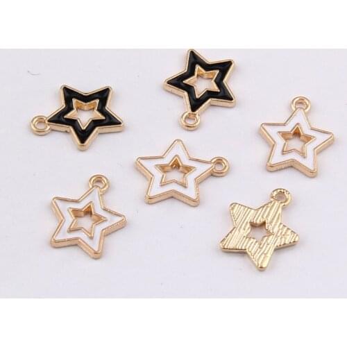 10pcs 15*13mm Gold metal enamel hollow star charms Handmade DIY Bracelet pendants Alloy earring Jewelry making Accessories