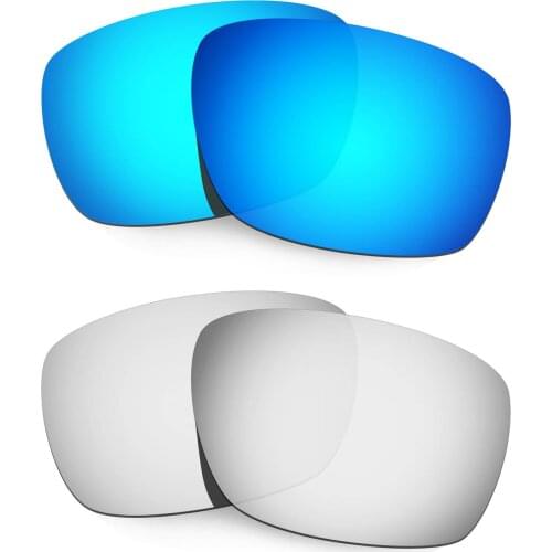 HKUCO Polarized Replacement Lenses For Tinfoil Carbon Sunglasses Blue/Silver 2 Pairs