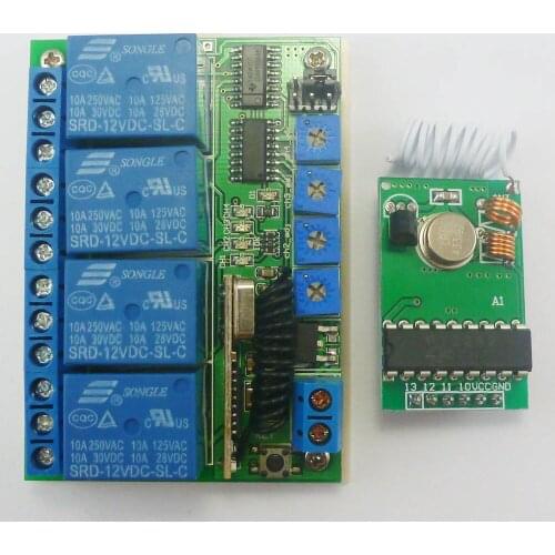 RF22A04*1+TB195*1 PT2262 Transmitter Control Delay Relay Receiver Kits RF Wireless Lamp LED Motor