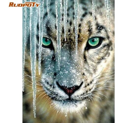 RUOPOTY Full Round/square Diamond Painting Leopard Animal 5D Diamond Art Embroidery Home Decor Handmade