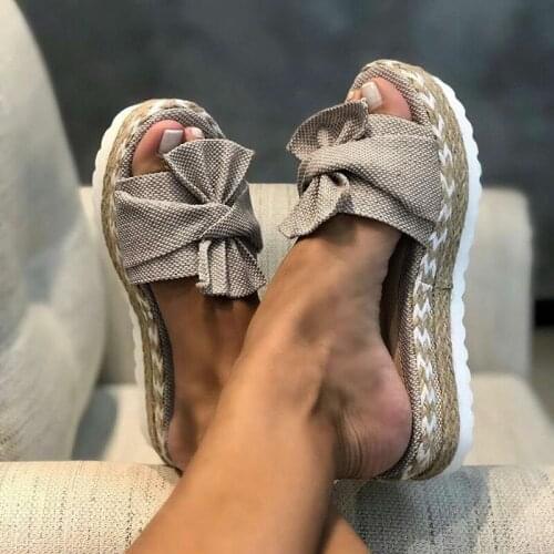 2020 Sandals for Women Beach Shoes Bow Slip On Gladiator Sandals Women Summer Footwear Flat Sandals Female Plus Size