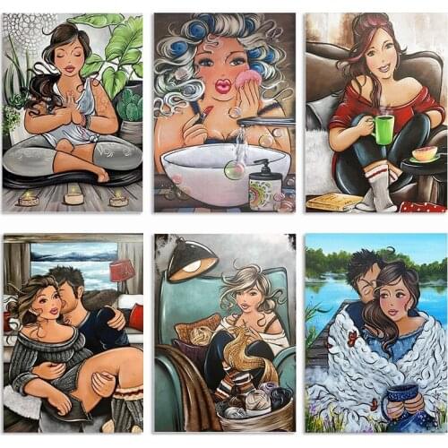 Fat lady 3d mosaic Carnival cartoon woman 5d Full Square Round drill DIY Diamond Painting Rhinestone of pictures Embroidery