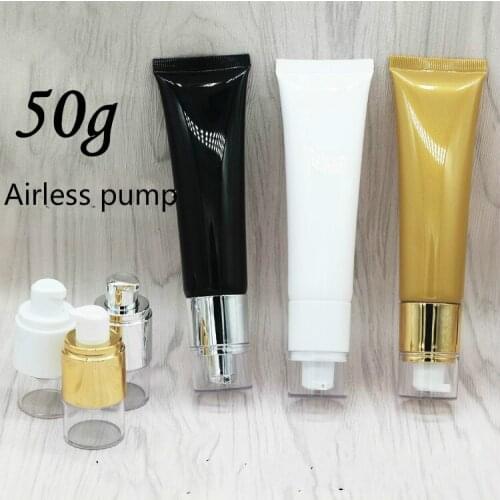 50pcs / lot Vacuum pump30ml /30g cosmetic squeeze tube, lotion / cream refill soft tube packing with airless pump