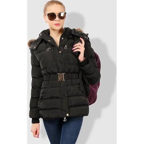 Womens winter cotton clothes 2019 winter long down jacket slim jacket Hooded fur collar plus size Many pockets