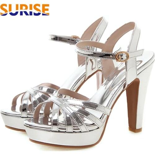 2020 Gladiator Women Platform Sandals High Chunky Heels Silver Gold Pink Wedding Club Office Buckle Strap Summer Sexy Lady Shoes