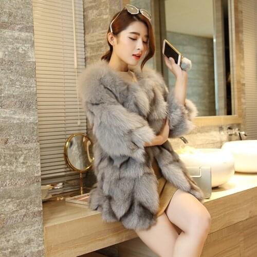 Winter Coat Women Clothes Real Fox Fur Coats Autumn Vintage Jacket Pink Jackets Manteau Femme Hiver MY987