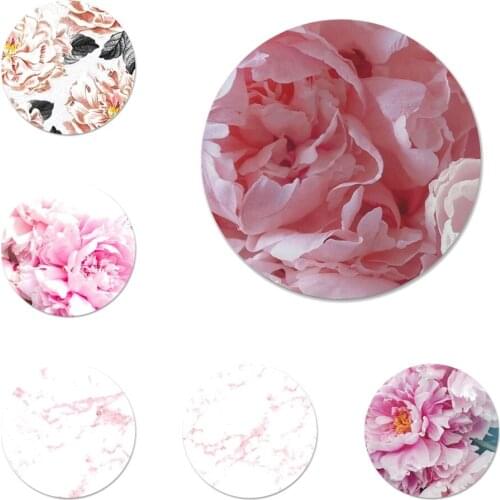 Pink Marble pattern Rose Peony Icons Pins Badge Decoration Brooches Metal Badges For Clothes Backpack Decoration