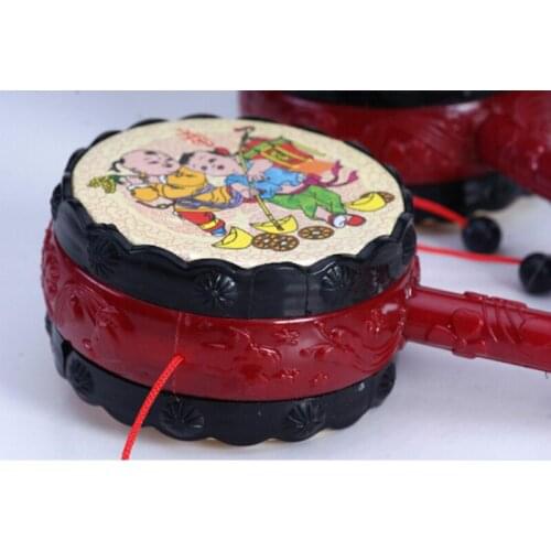 1PC Children Kids Voice Toys Red Rattled-Drums Sets Hammer Toys Baby Drum Hammer Rattle China Tranditonal Toys