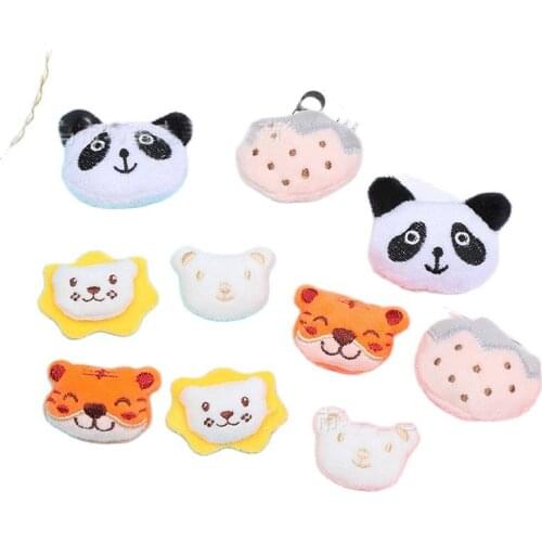 10pcs/lot Cartoon Plush Patches Kawaii Animal Head Padded Appliques DIY Headdress Clothing accessories Handmade Decorative Patch