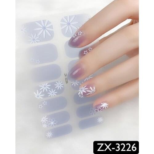 14tips Nail Stickers Fashion Solid Color Gradient Nail Polish Self Adhesive Manicure Decoracion Nail Strips Nail Accesoires