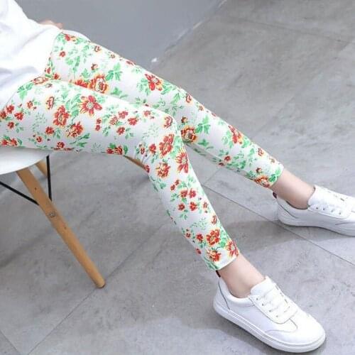 2020 Spring and Summer Girls' Leggings Modal Thin Print Cropped Candy Color Legging Skinny Childrens Pants