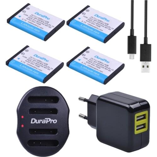4pcs Li-40B Li-42B Li42B 40B Camera Batteries + USB Dual Charger + Adapter for OLYMPUS FE160 FE190 FE210 FE220 FE230 FE240 FE250