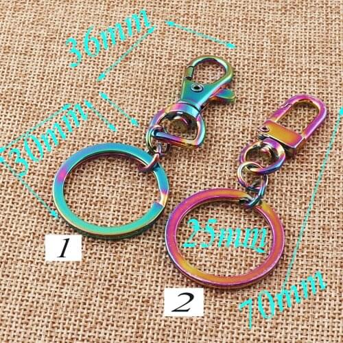7 pcs Multicolored Key Chains Parrot Hook KeyChains Snap Charm Push Metal Swivel Snap Rainbow Colorful key ring clasps-70mm