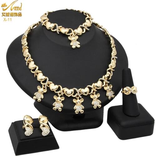 ANIID XOXO Women Earrings And Necklace Set Nigerian Zircon Jewelry For Woman Party Wedding Jewellery Bracelets Dubai Rhinestone