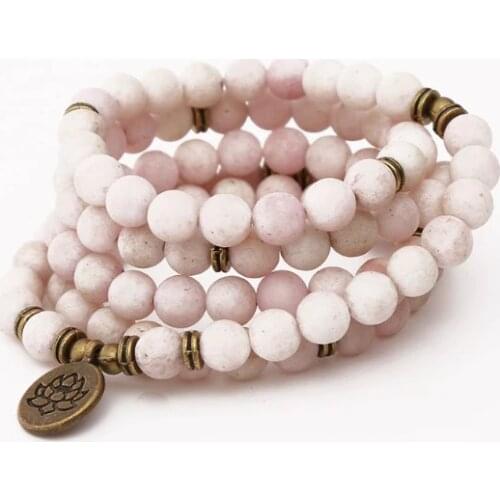 White 108 beads 8mm elastic adjustable Lotus life tree Buddha OM eye Chakra Reiki agate Onyx Yoga Bracelet necklace iok34