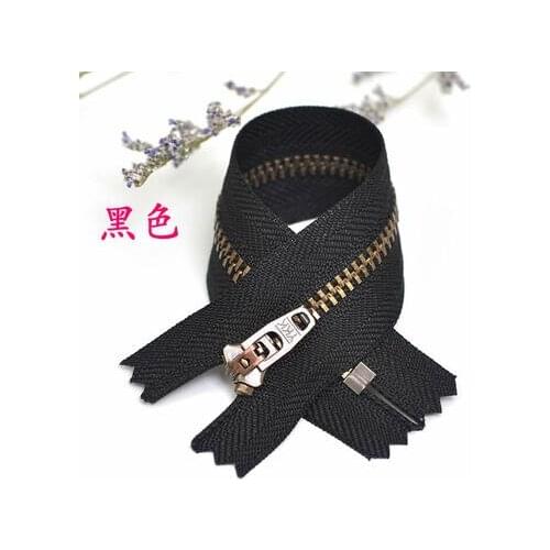 Free shipping 3pcs/lot 4# copper zipper 18 cm close-end metal zippers Jeans pants zipper black zipper