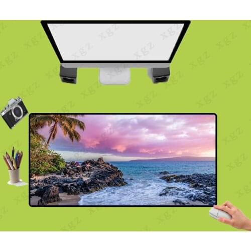 XGZ Large Gaming Mouse Pad Best Beach Seaside Cloud Landscape Mouse Pad Gamer Computer Big Mat Lock Edge Speed pad Keyboard Desk