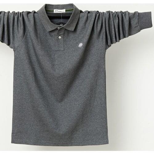Big Size 7 Colors men Long Sleeve Polo Shirt New Autumn Winter Men Fat Fashion Casual Loose Cotton Tops Solid Color Polo Shirt